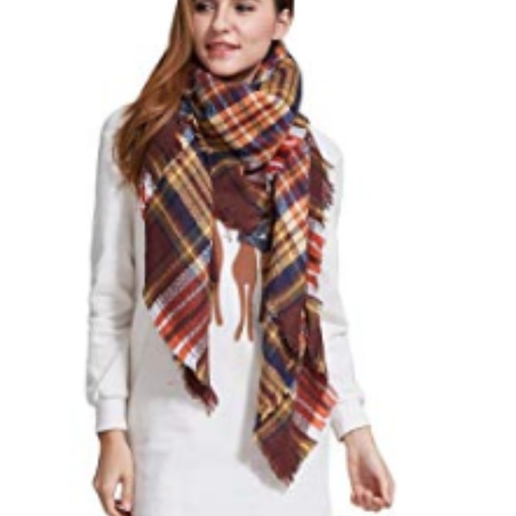 2 LEFT! Fall Colors Autumn Plaid Blanket Scarf - Picture 4 of 7